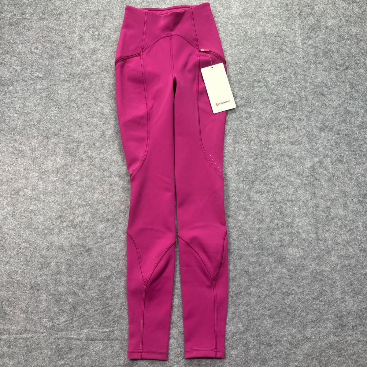 Lululemon Rain Repellent HR 28 Run Tight Wldb Wild Berry Fuschia Size 0