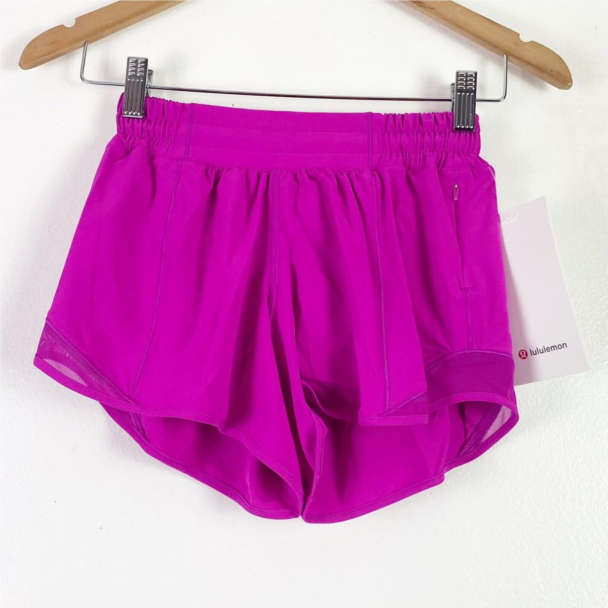 Lululemon Hotty Hot LR Low Rise Short 4 Lined Purple Highlight Size 2