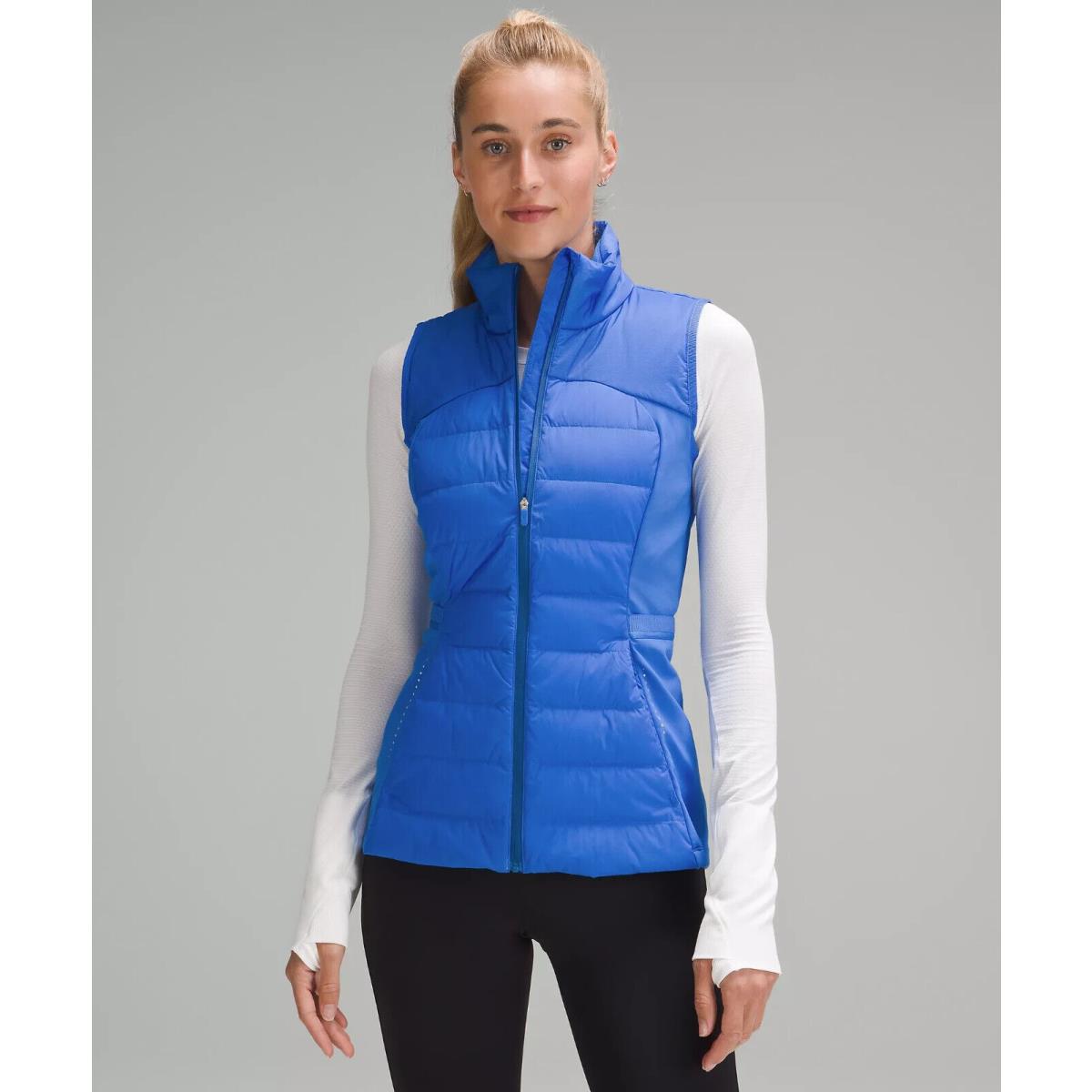 Lululemon Womens Pipe Dream Blue Down For It All Vest Running 700 Fill SZ 12