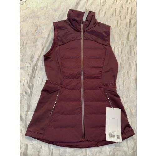 Lululemon Down For It All Goose Down Vest Size 4 Cassis Burgundy Maroon