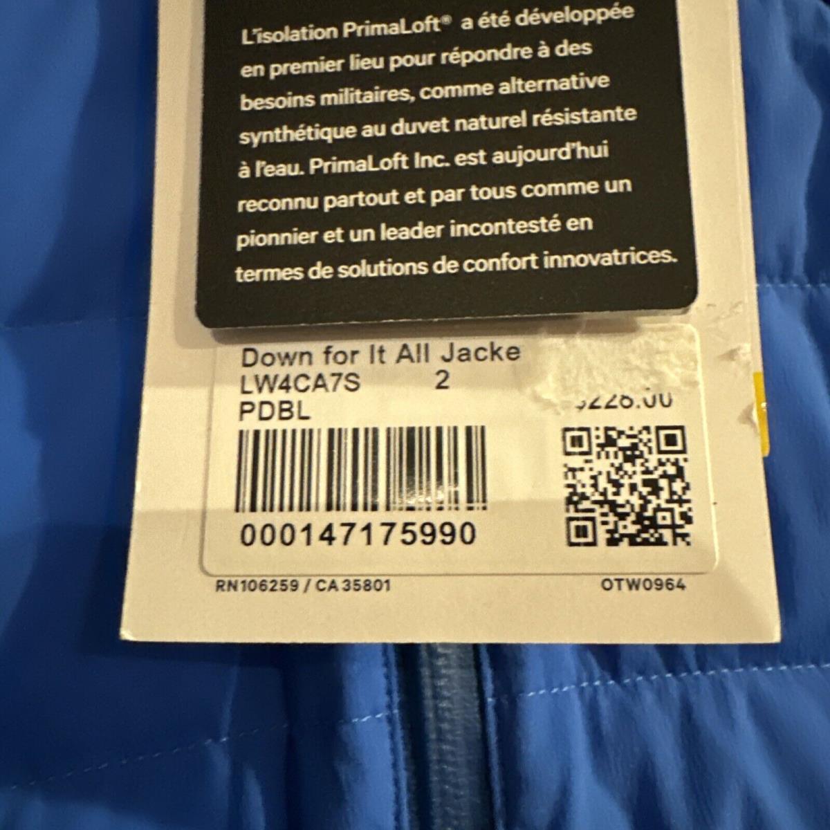 Lululemon Down For It All Jacket - Pipe Dream Blue - Pdbl - Size 2