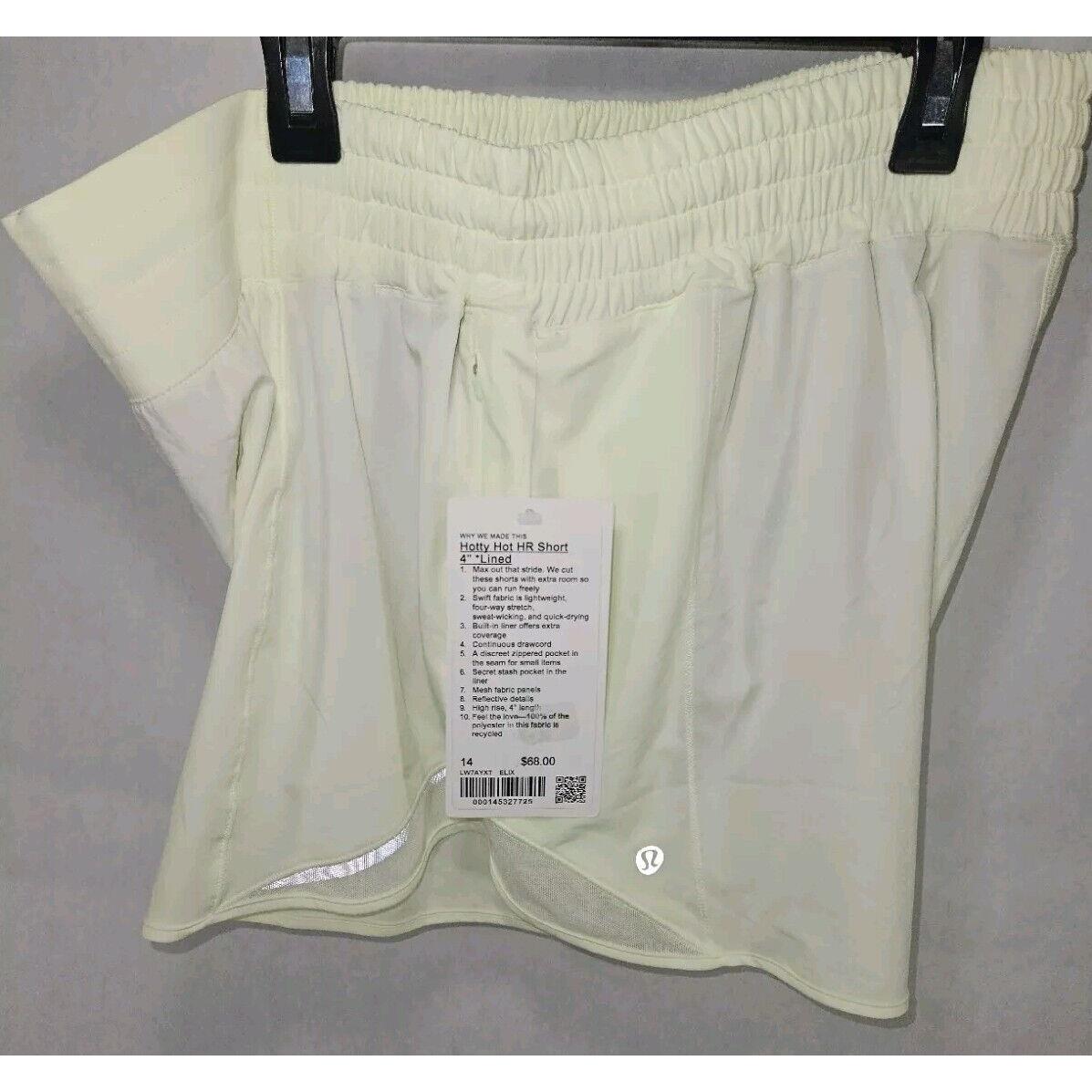 Lululemon 14 Shorts Hotty Hot High Rise Lined 4 Elixir Yellow Pastel HR