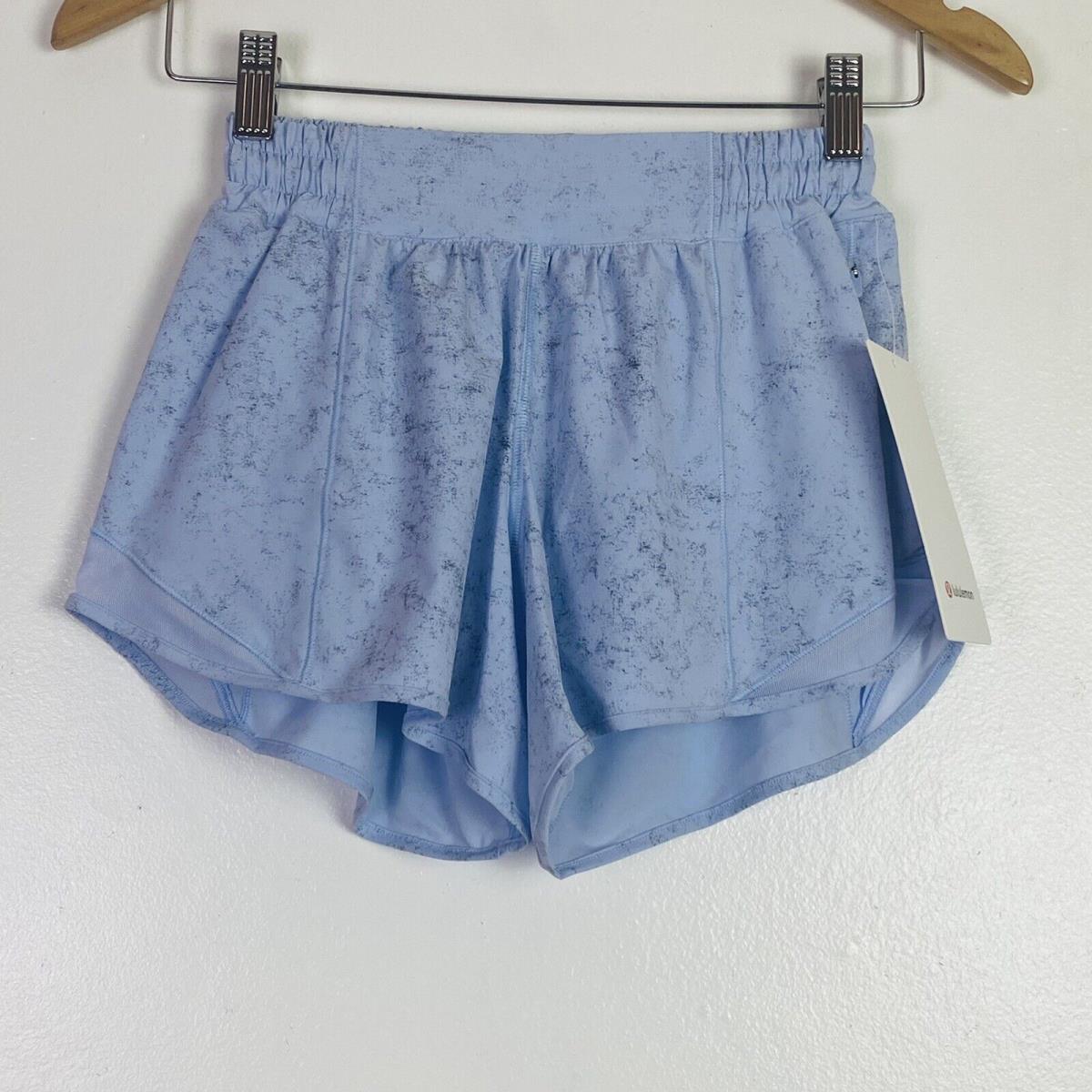 2022 Lululemon Hotty Hot 4 Lined LR Short Gravel Dust Pastel Blue Multi 4