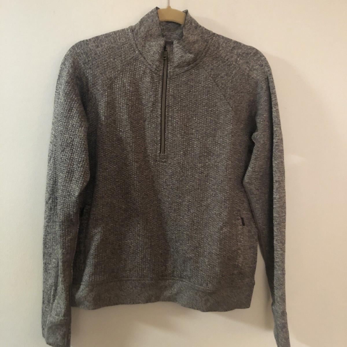 Lululemon Women s Engineered Warmth Grey White 1/2 Zip Pull Over Size 10