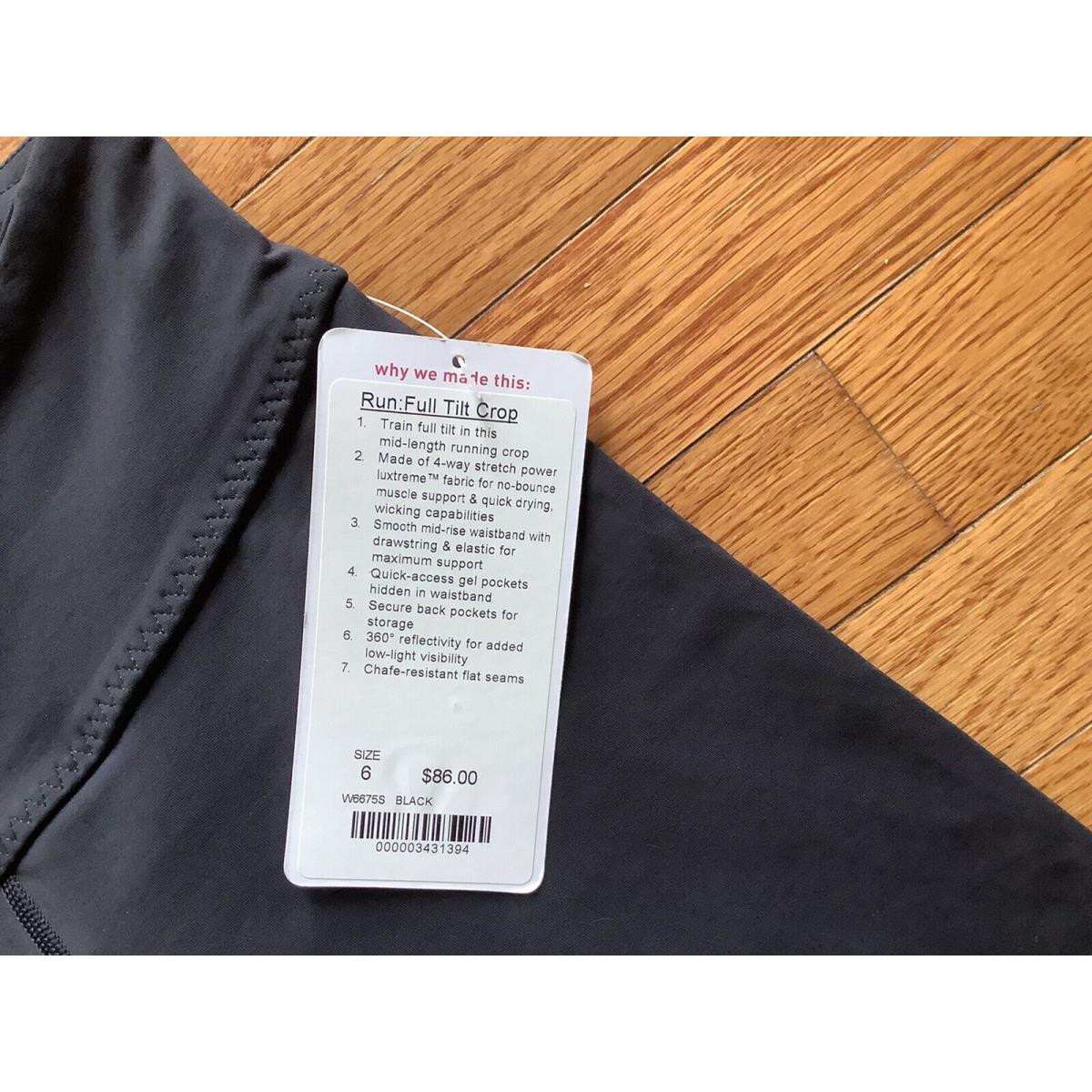 Lululemon Run Full Tilt Crop - Size 6 - Black