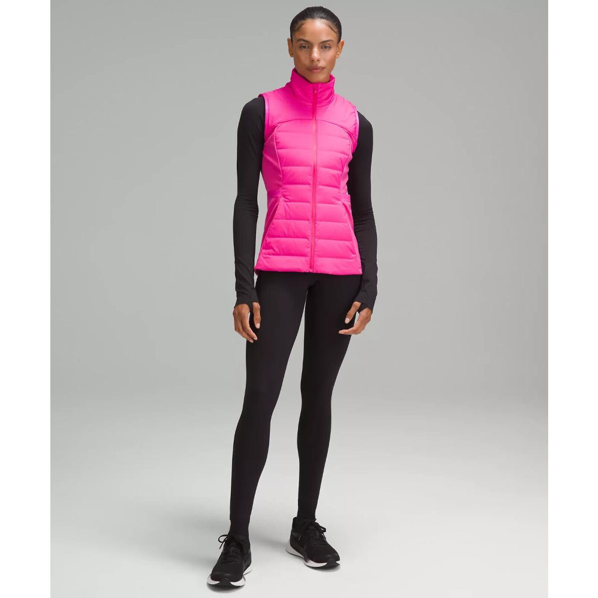 Lululemon Womens Sonic Pink Down For It All Vest Running 700 Fill Size 4