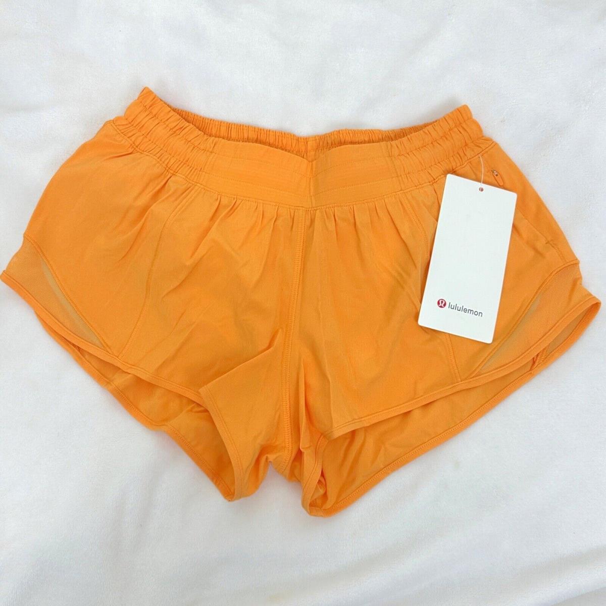 Lululemon Women`s Hotty Hot LR Short 2.5 Lined Sz 6 Mango Dream