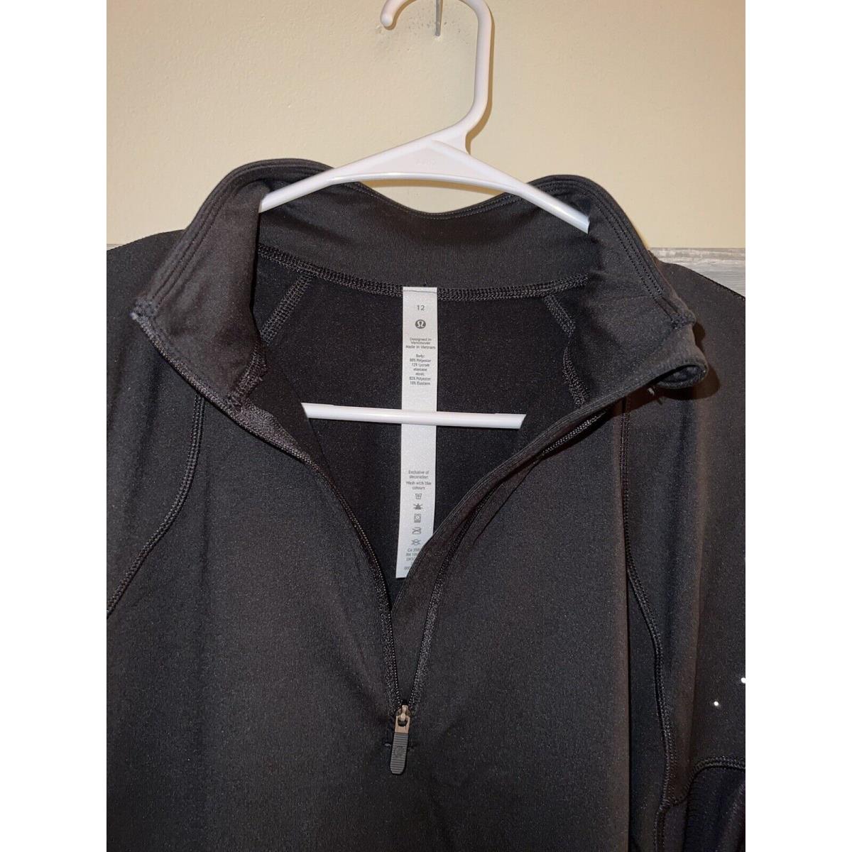 Lululemon Reflective Black Long Sleeve Half Zip Size: 12