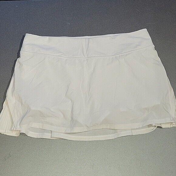 Lululemon Play Off The Pleats Skirt Tennis Skort White sz 10 Euc