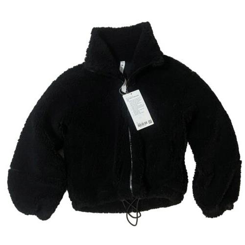 Lululemon Cinchable Fleece Full Zip Black Sz 0 Zip Up Textured Coat Jacket