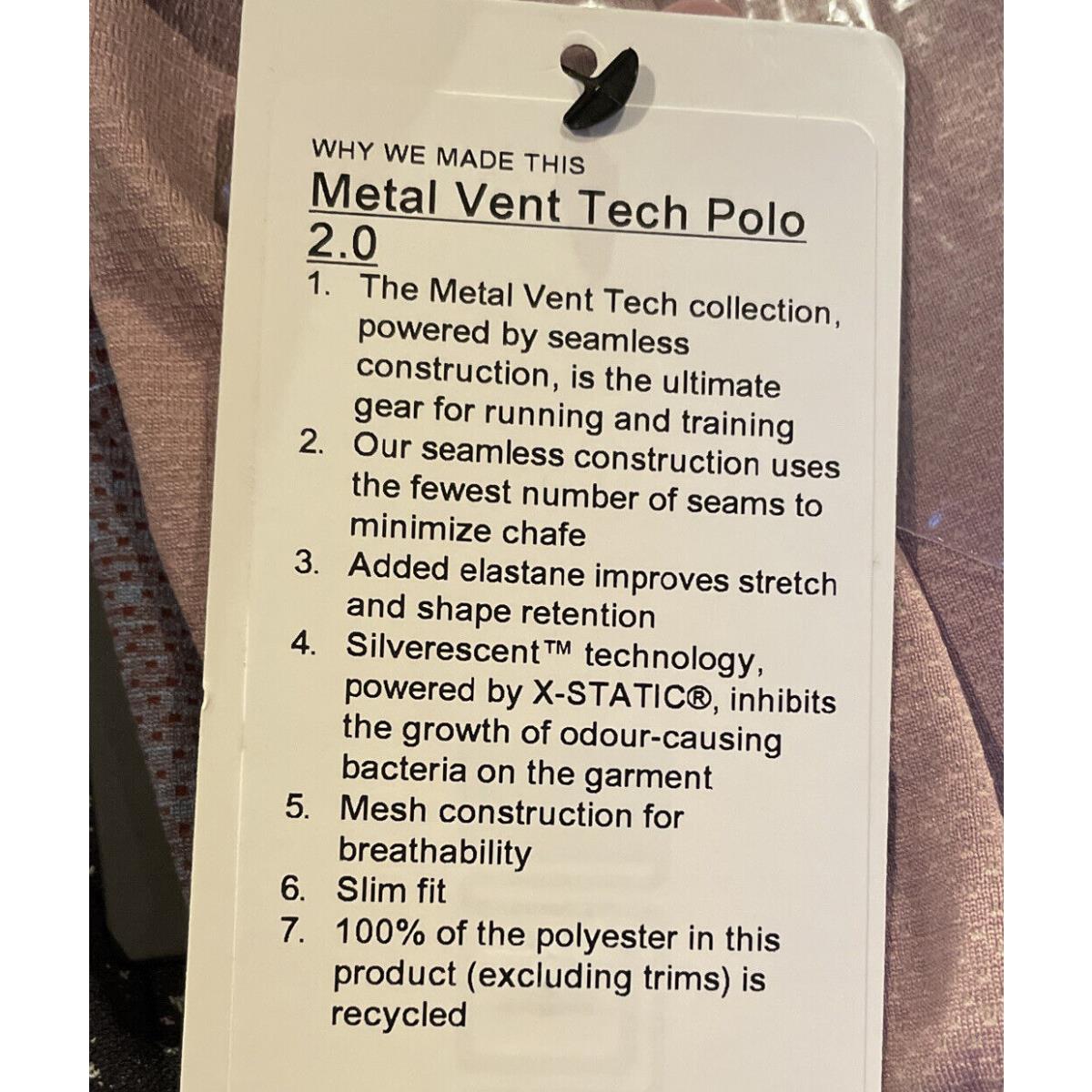 Lululemon Size M Metal Vent Tech Polo 2.0 Pink Rwli/pktp X-static Golf Yoga