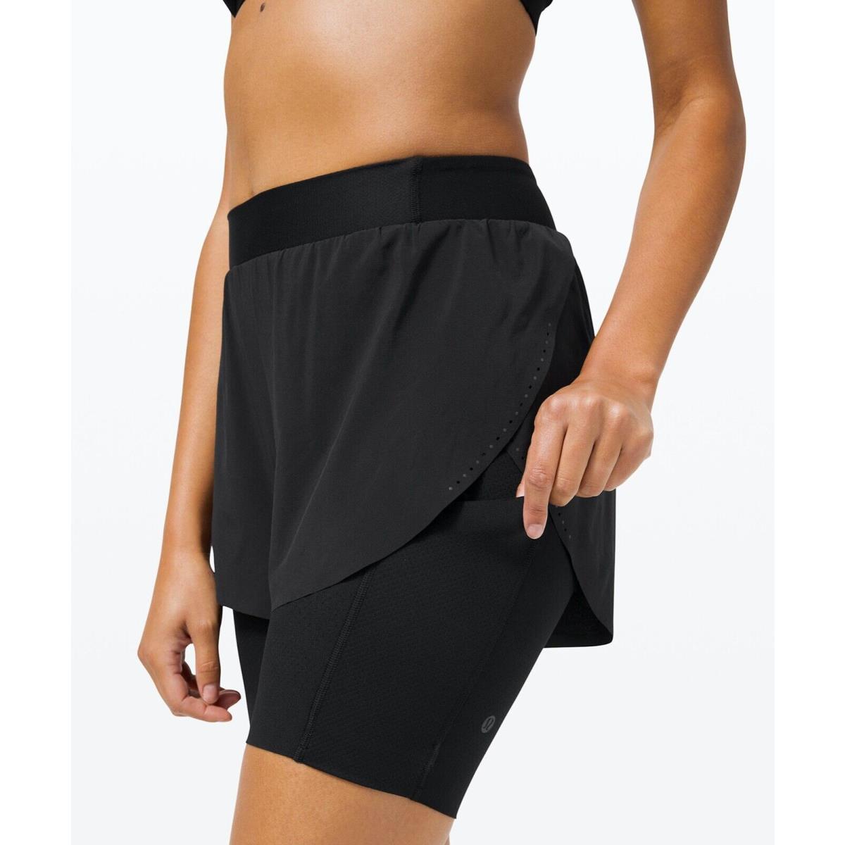 Lululemon Zoned IN HR 2-IN-1 Short 6 size-4 Black