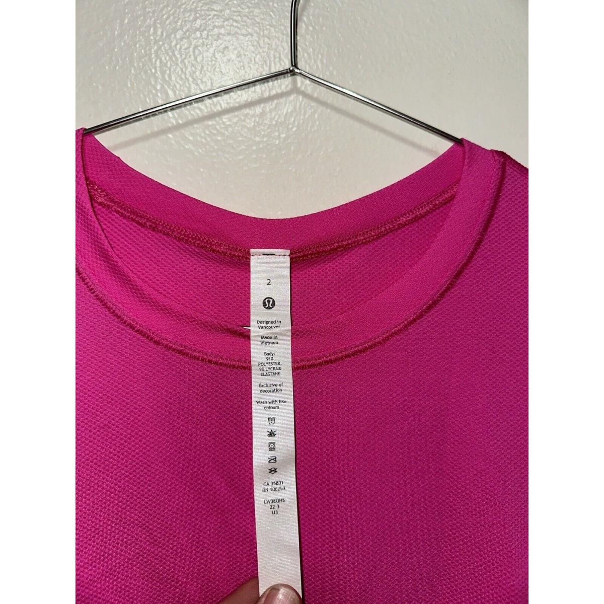 Lululemon High Neck Run and Train Tee Size 2 Sonic Pink Sncp