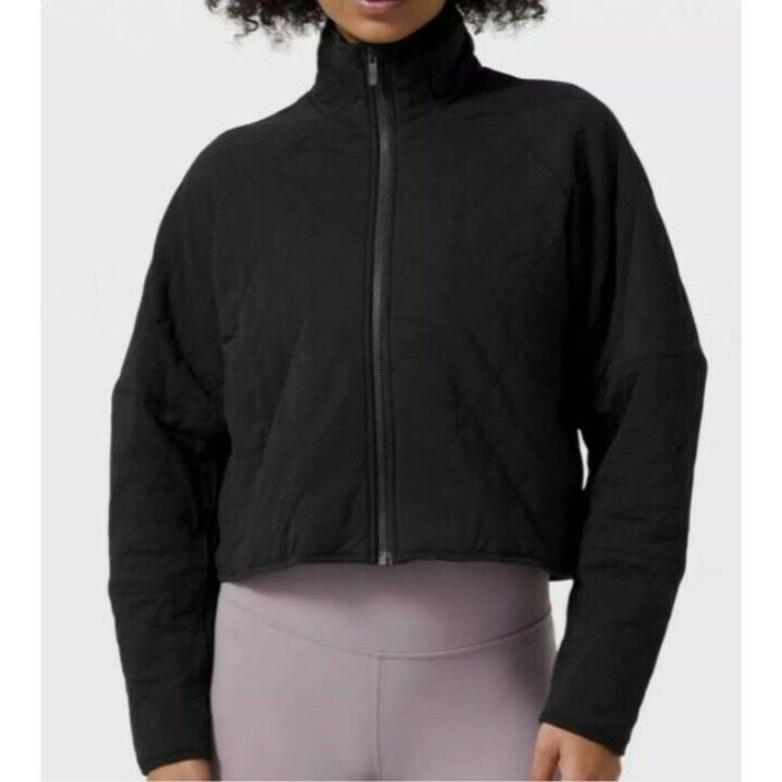 Lululemon Women`s Quilted Calm Short Jacket Size 12 in Black Full Zip Lined