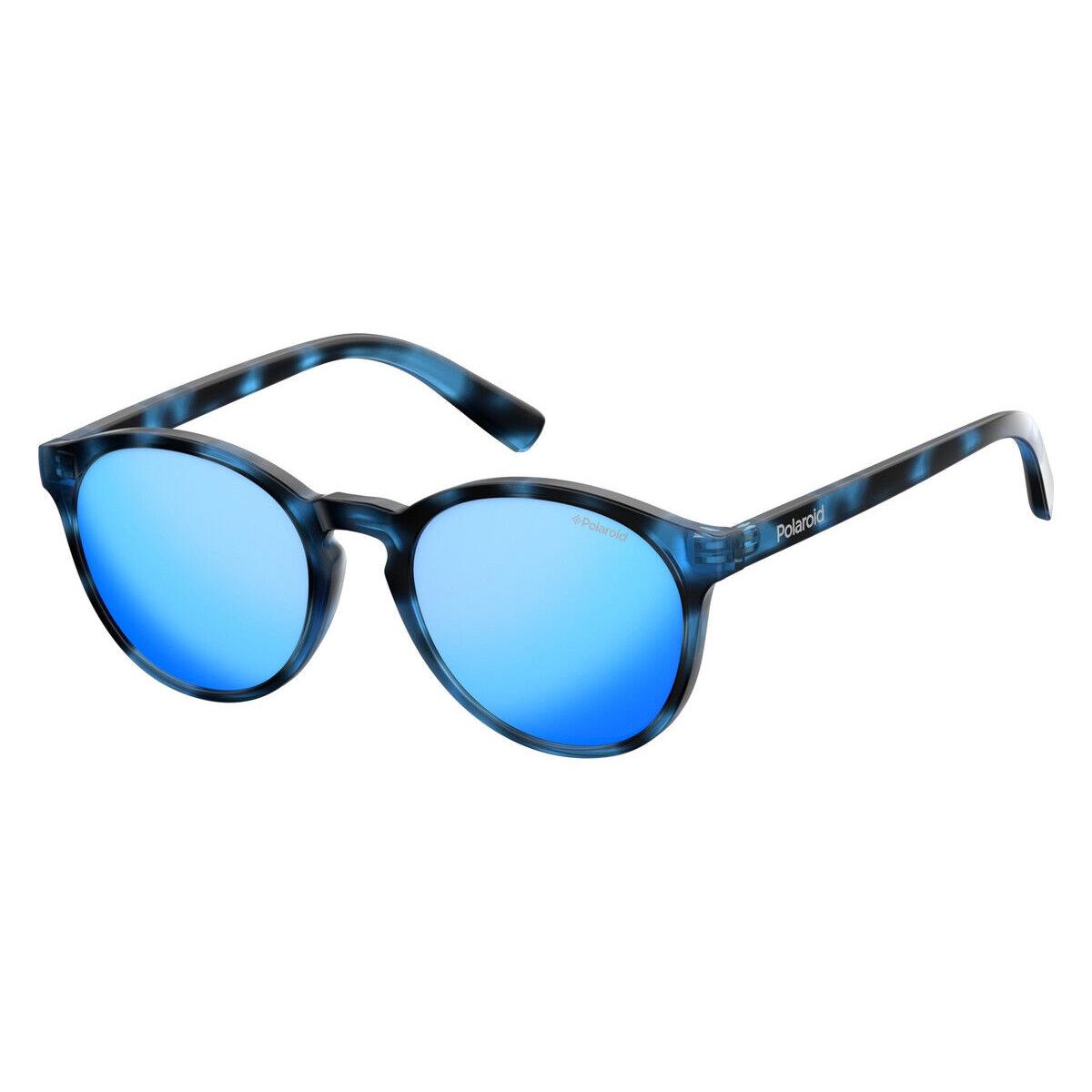 Polaroid Pld 8024/S Sunglasses Kids Blue Havana 47mm - Frame: Blue Havana, Lens: Gray Mirrored Blue Polarized