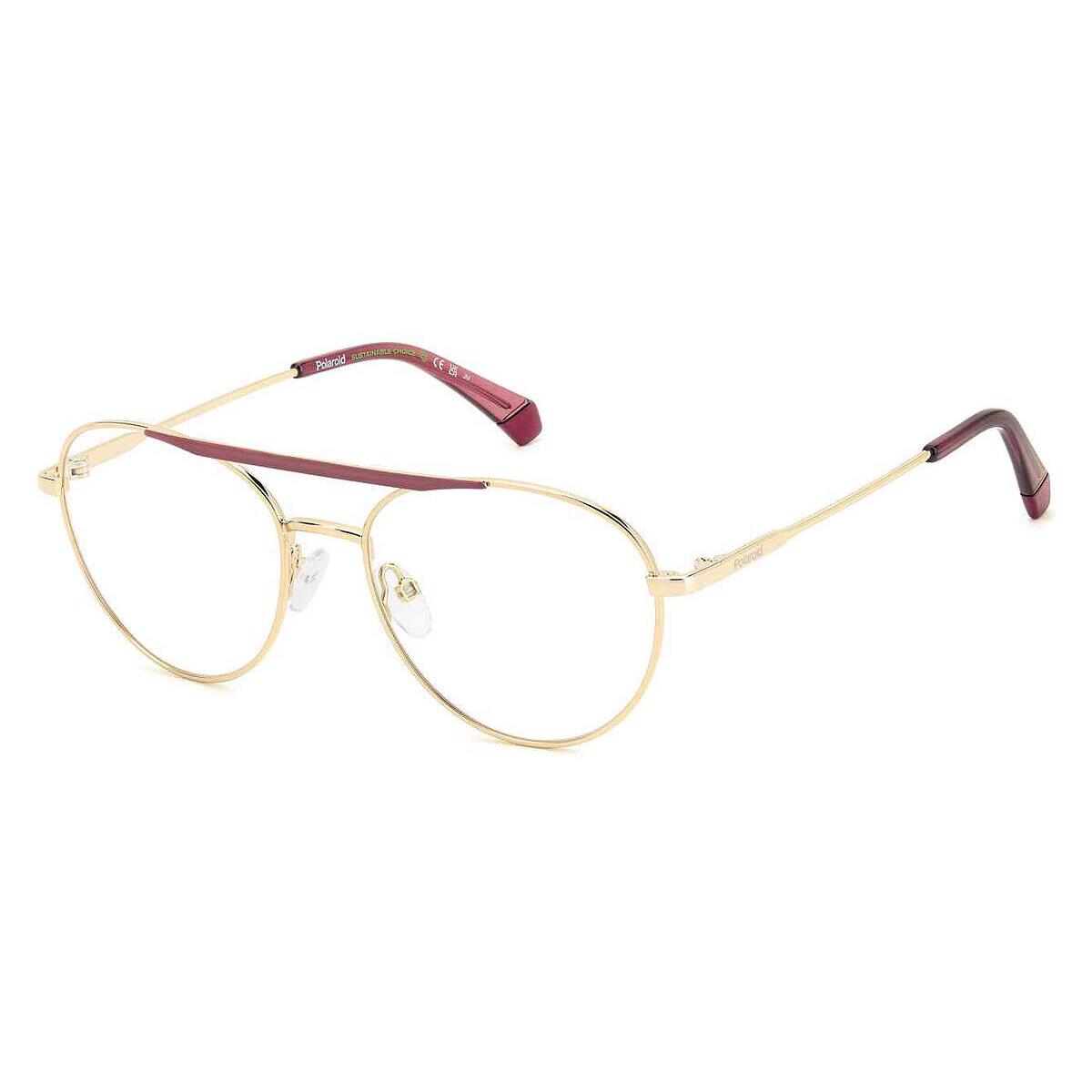 Polaroid Pld Eyeglasses Unisex Gold Pink 55mm - Frame: Gold Pink, Lens: Demo