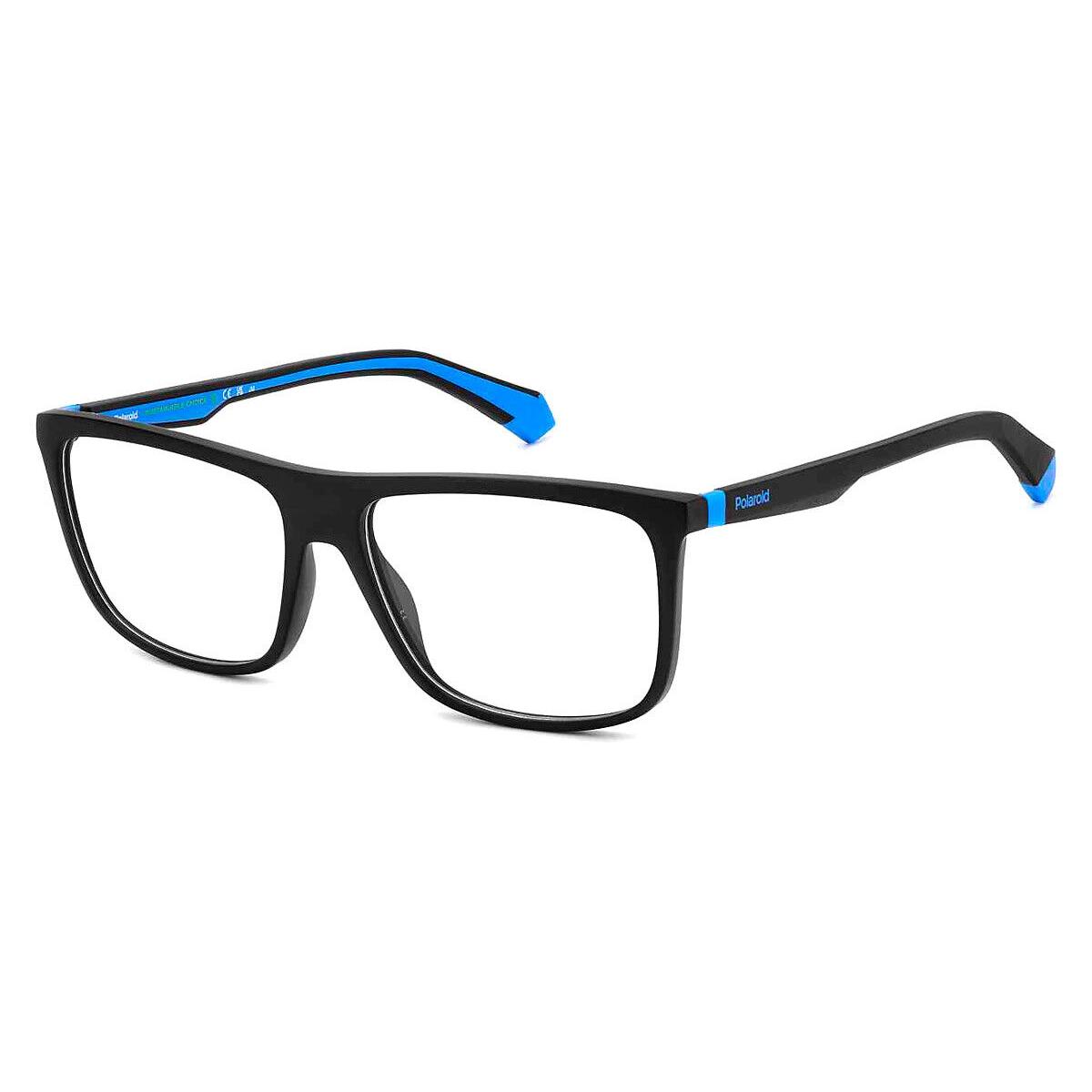 Polaroid Pld Eyeglasses Men Matte Black Blue 56mm - Frame: Matte Black Blue, Lens: Demo