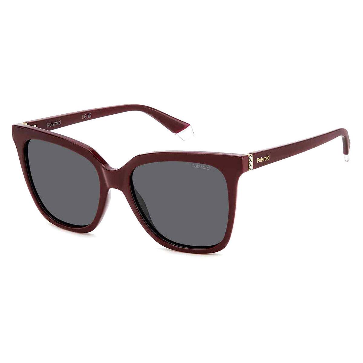 Polaroid Pld Sunglasses Women Burgundy / Gray Polarized 55mm - Frame: Burgundy / Gray Polarized, Lens: Gray Polarized