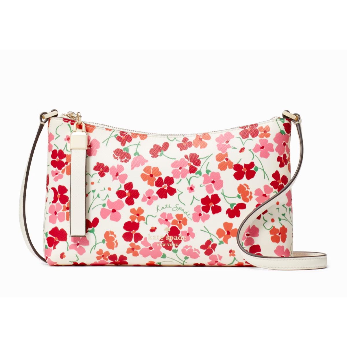New Kate Spade Sadie Sunny Floral Printed Crossbody Saffiano Pink with Dust Bag