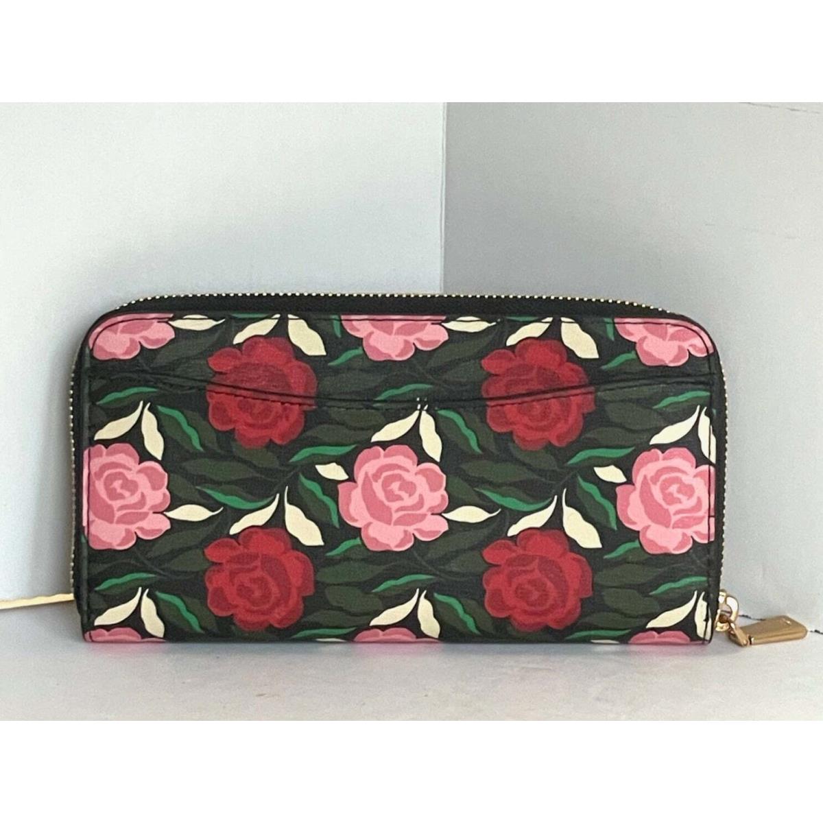 Kate Spade Morgan Large Wallet Rose Garden Womens Accordian Zip Floral Black