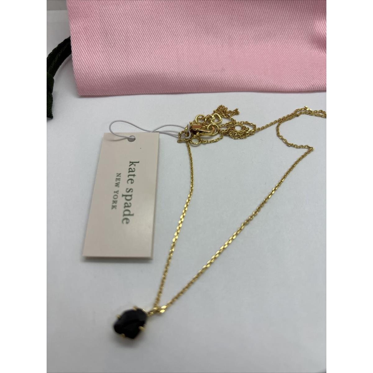 New Kate Spade Treasure Trove Mini Pendant Necklace Gold/black Authntc
