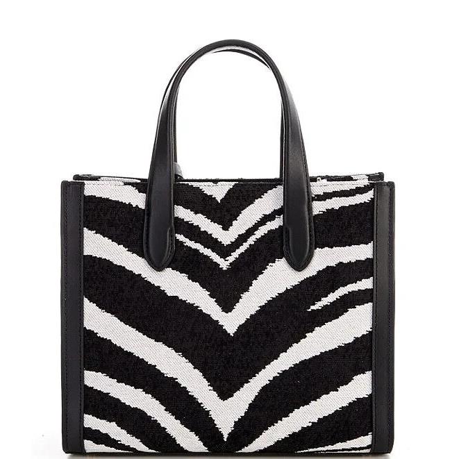 NWT$398 Kate Spade Manhattan Bold Zebra Boucle Jacquard Sm Tote Bag Black White