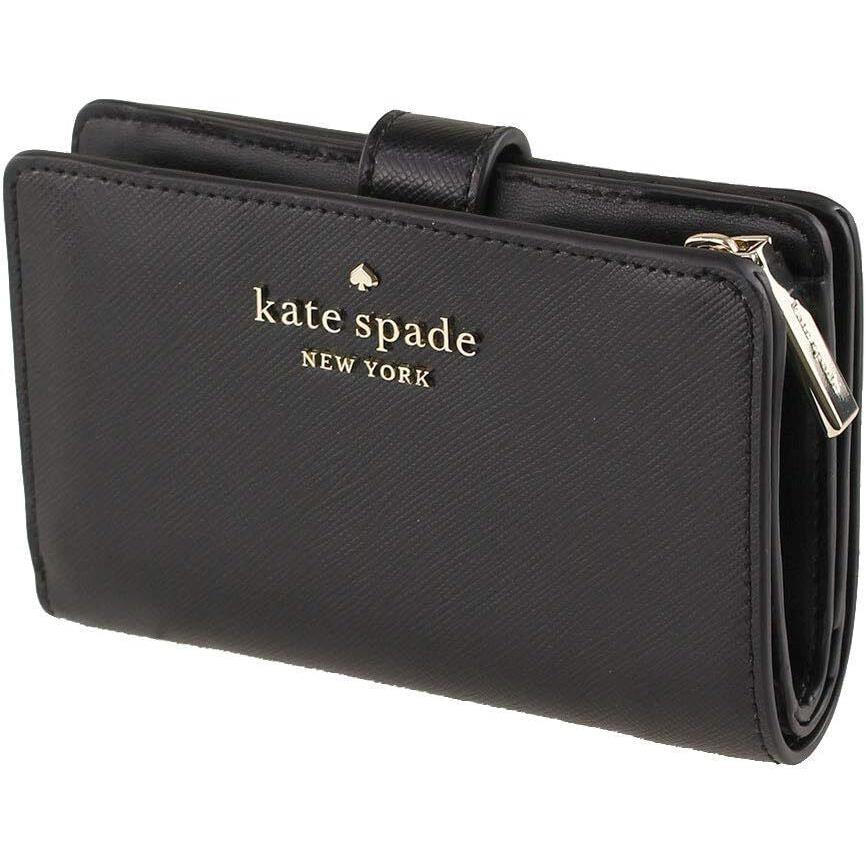 Kate Spade New York Staci Medium Compact Bifold Wallet Saffiano Black