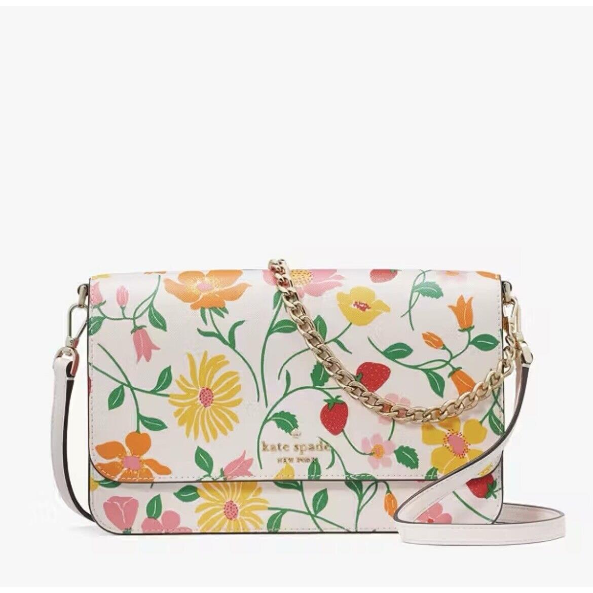 Kate Spade Madison Flap Convertible Crossbody in Strawberry Garden Printed KG735