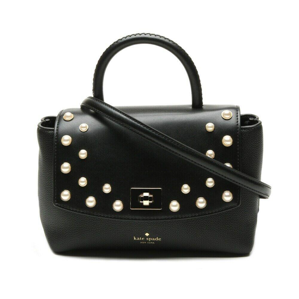 Kate Spade Serrano Place Dorian Pearl Studded Black Satchel B1415