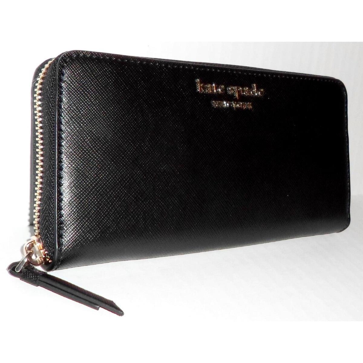 Kate Spade Lacey Black Saffiano Leather Zip-around Clutch Wallet