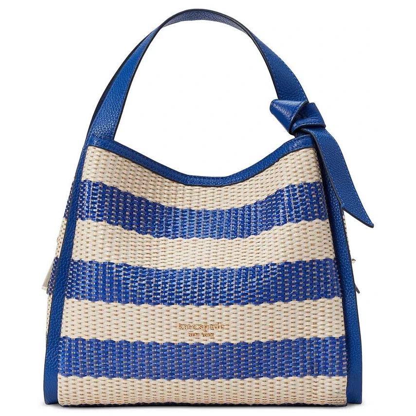 Kate Spade Knott Striped Woven Small Crossbody Tote Classic Blue Multi