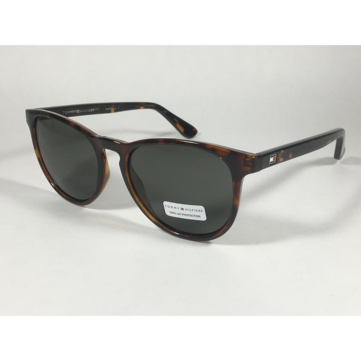 Tommy Hilfiger Emiliano MP OU111 Keyhole Sunglasses Brown Tortoise Green Lens