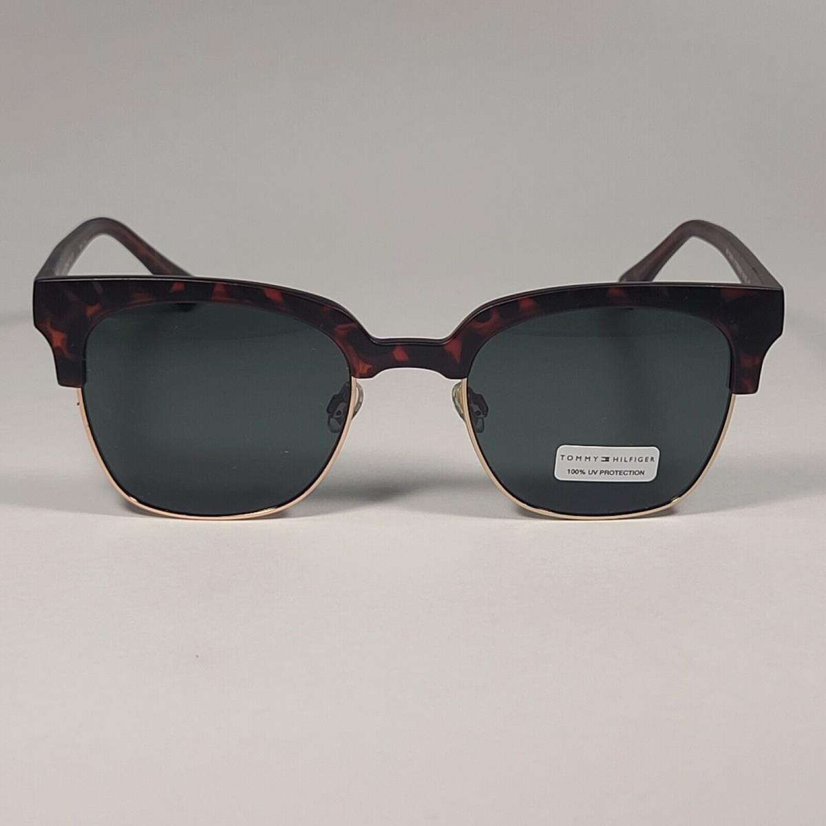 Tommy Hilfiger WP OU531 Square Club Sunglasses Matte Brown Tortoise Gold / Green