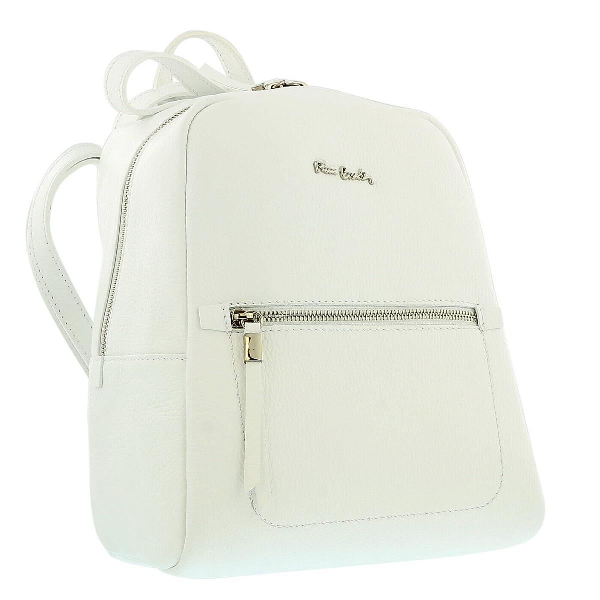 Pierre Cardin White Leather Classic Medium Fashion Backpack