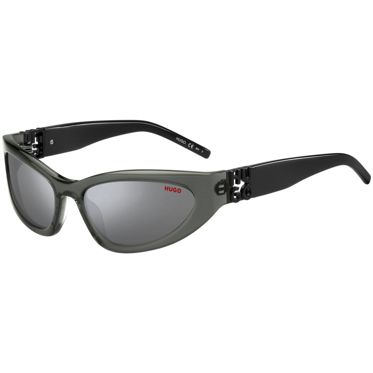 Hugo By Hugo Boss Oval Sport Wrap Sunglasses w/ 3D Monogram - HG1255S Grey/Silver (0KB7-T4)
