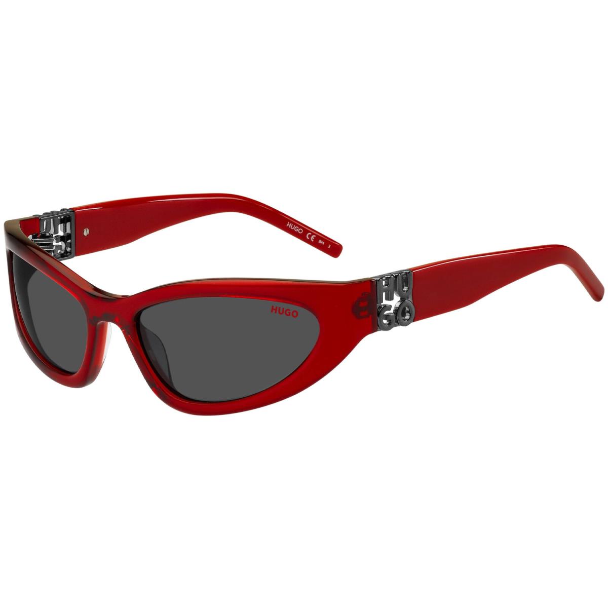 Hugo By Hugo Boss Oval Sport Wrap Sunglasses w/ 3D Monogram - HG1255S Red/Grey (0C9A-IR)