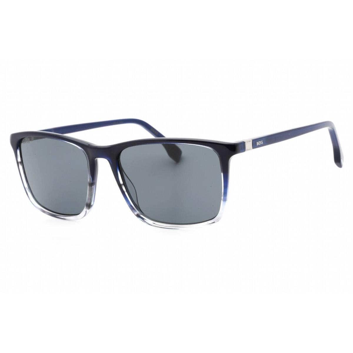 Hugo Boss Men`s Sunglasses Grey Lens Blue Horn Gray Frame Boss 1434/S 0HVE IR