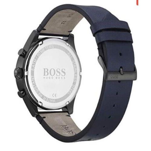 Hugo Boss 1513711 Pioneer Blue Chronograph Dial Blue Leather Band Mens Watch