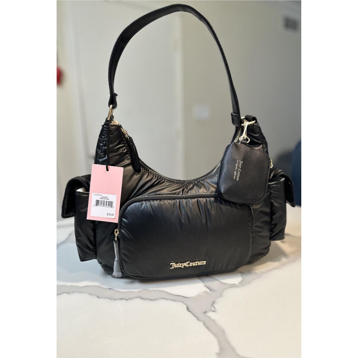 Juicy Couture Timeless Hobo Liquorice Black Purse Puffer Shoulder Bag