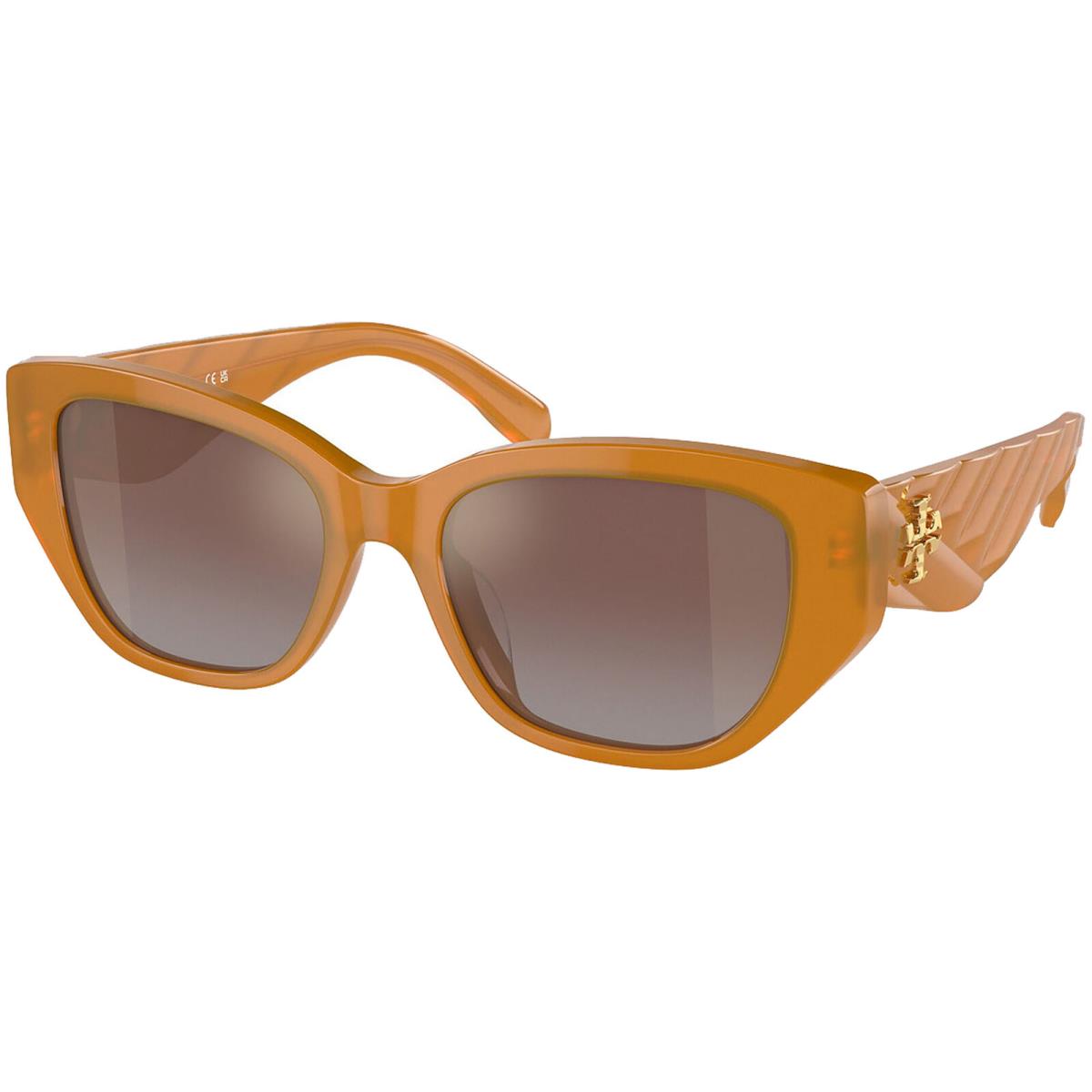 Tory Burch Women`s Squared Cat Eye Sunglasses - TY7196U Milky Brown/Violet-Gold (19586K-53)