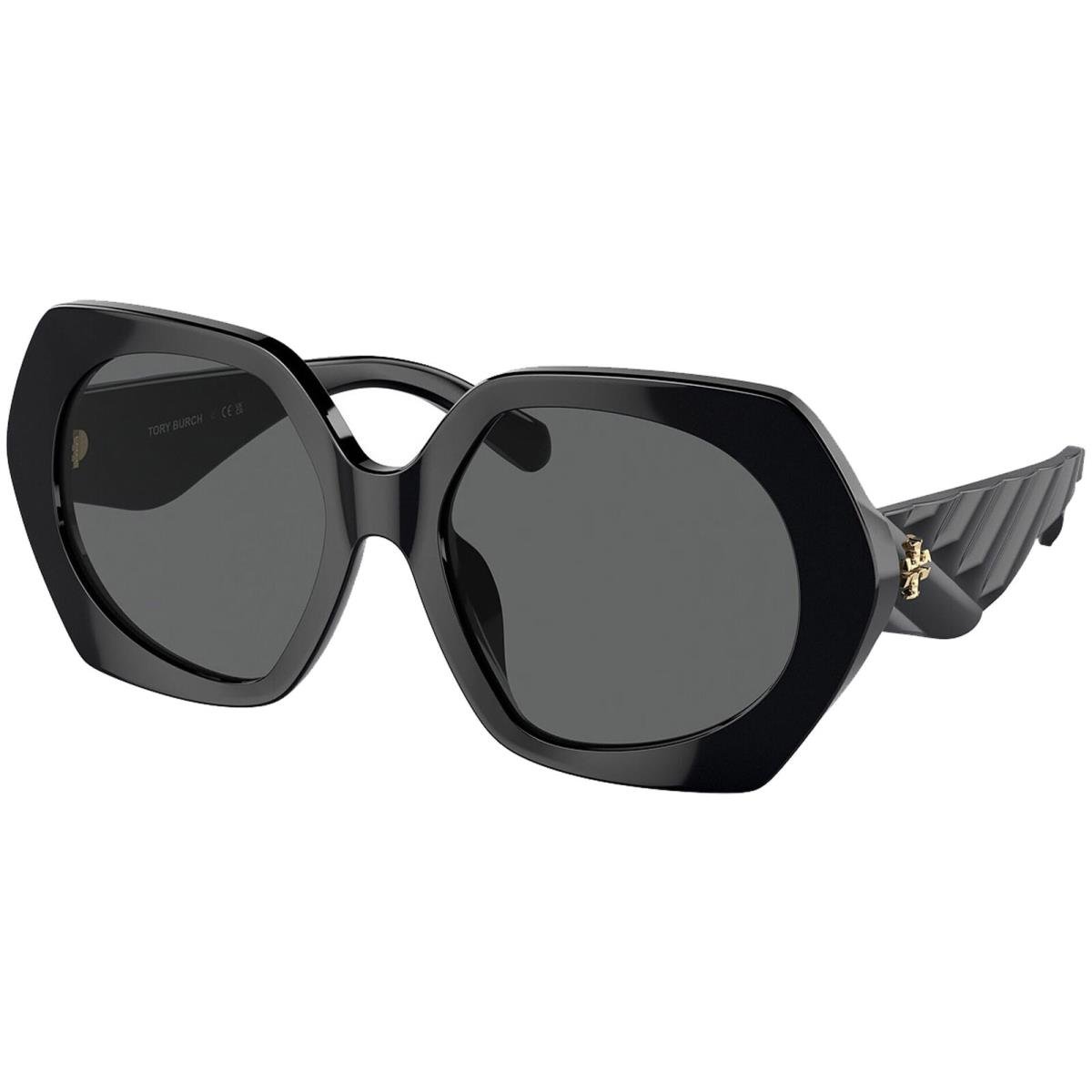 Tory Burch Women`s Oversized Modified Round Sunglasses - TY7195U Black/Dark Grey (170987-55)