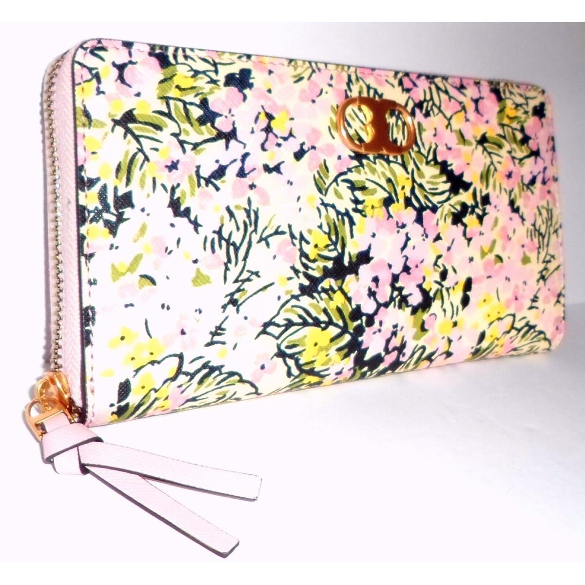 Tory Burch Gemini Link Flower Field Multi Leather Zip-around Clutch Wallet