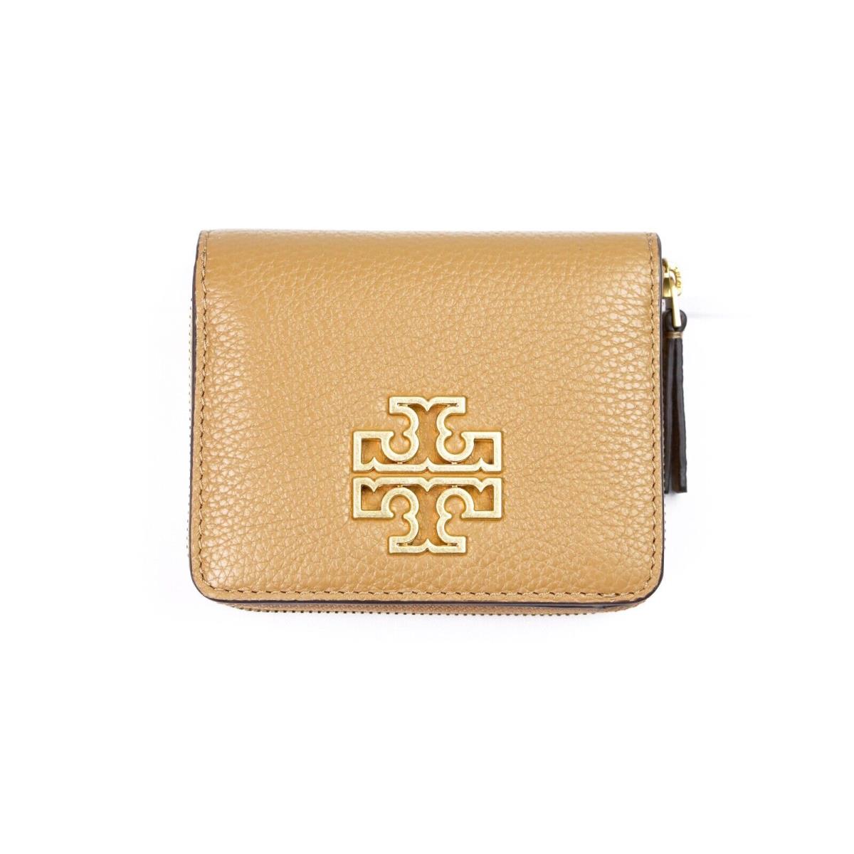 Tory Burch Britten Tiramisu Brown Pebbled Leather Bifold Bi Fold Wallet 146708