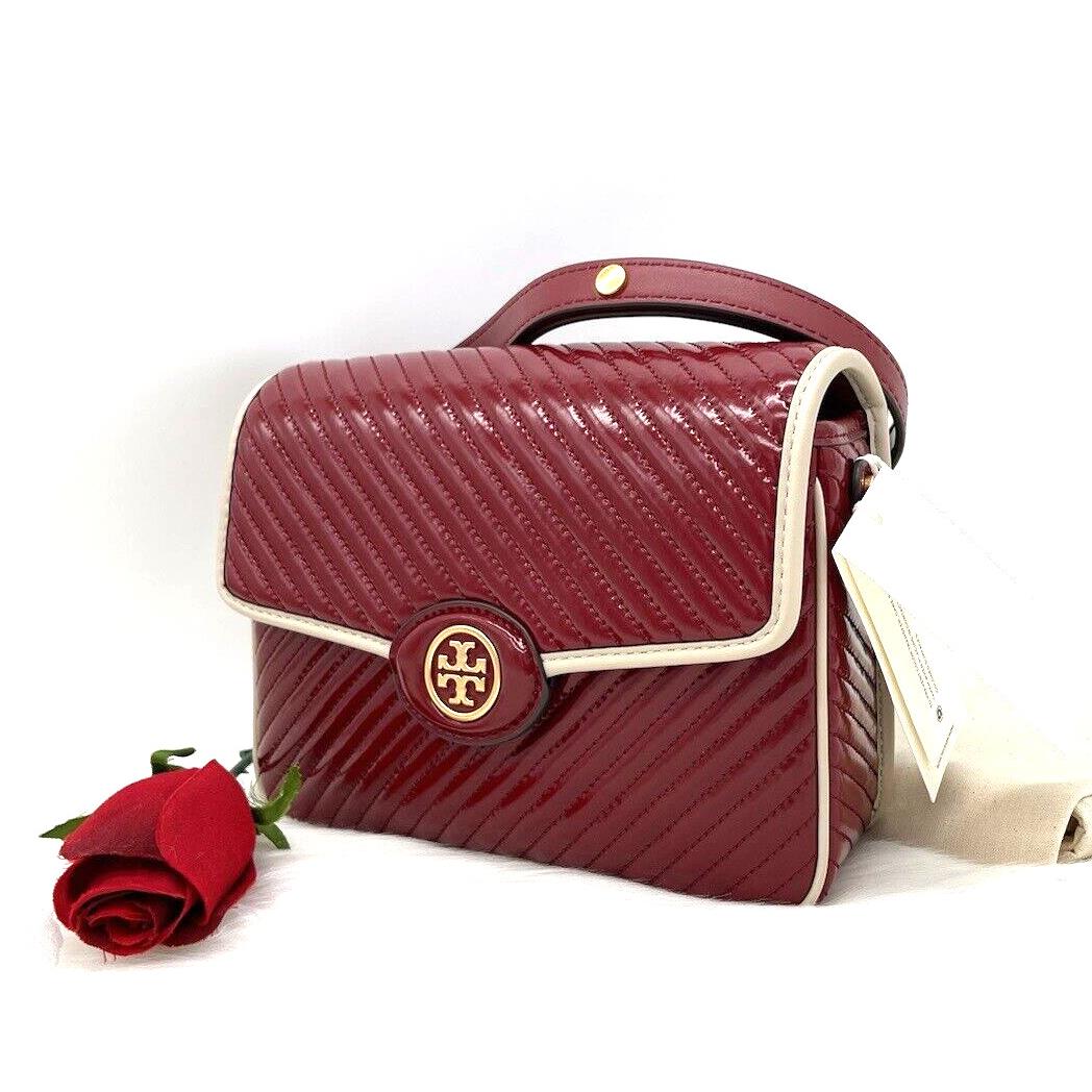 Tory Burch Robinson Patent Leather Quilted Shoulder Bag-bricklane