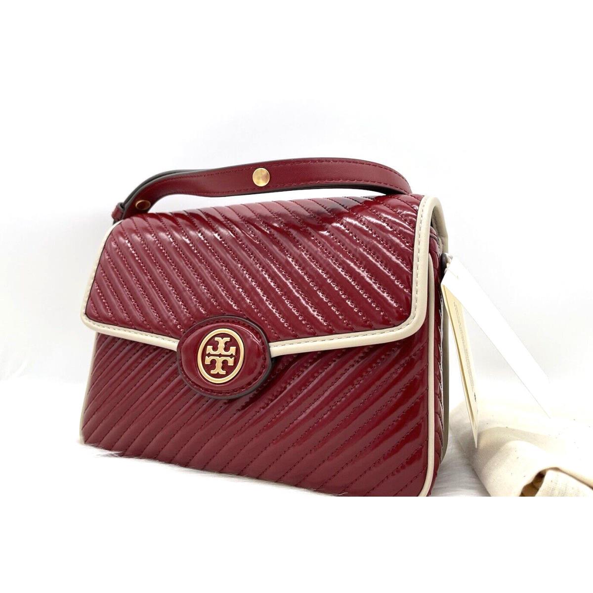 Tory Burch Robinson Patent Leather Quilted Shoulder Bag-bricklane