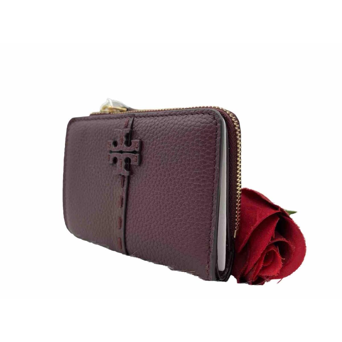 Tory Burch Women s Mcgraw Bi-fold Leather Wallet In Wine Color