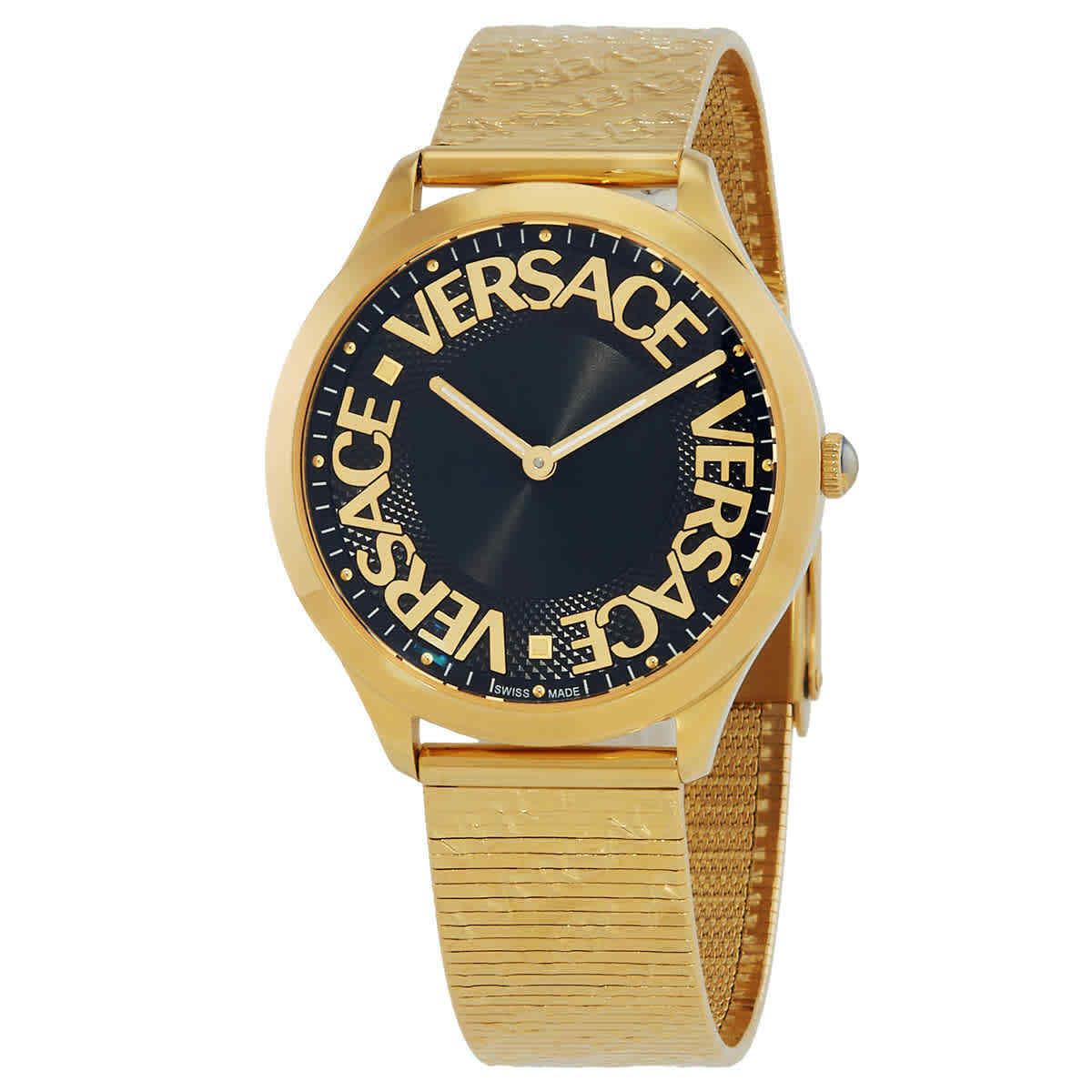 Versace Logo Halo Quartz Black Dial Ladies Watch VE2O00522