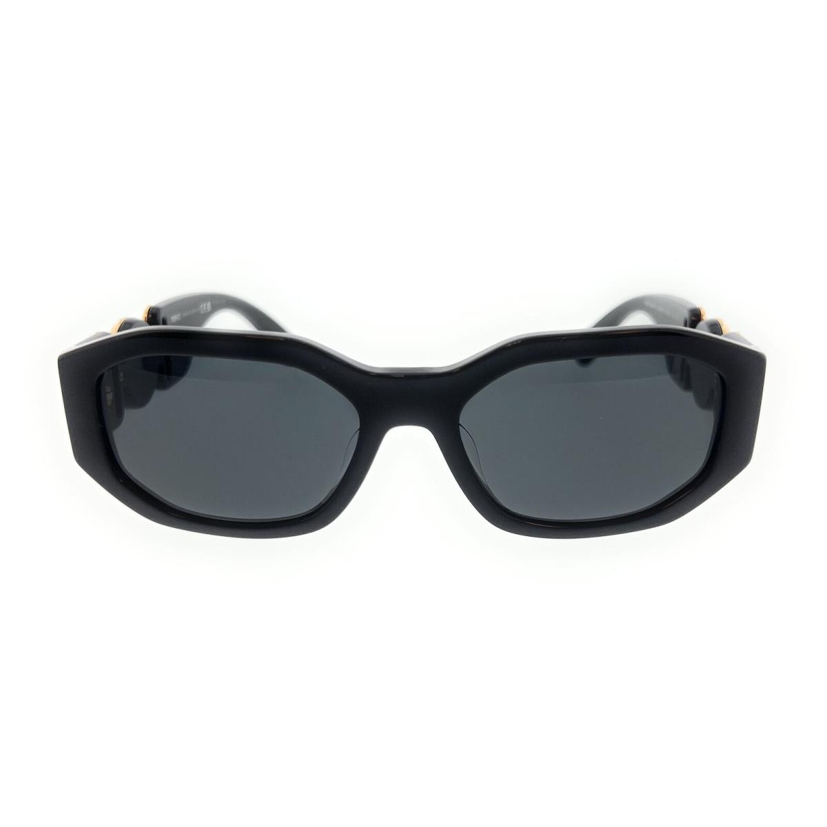 Versace 0VE4361F GB1/87 Black Rectangular Vintage Medusa Sunglasses - Black, Frame: Black, Lens: Black