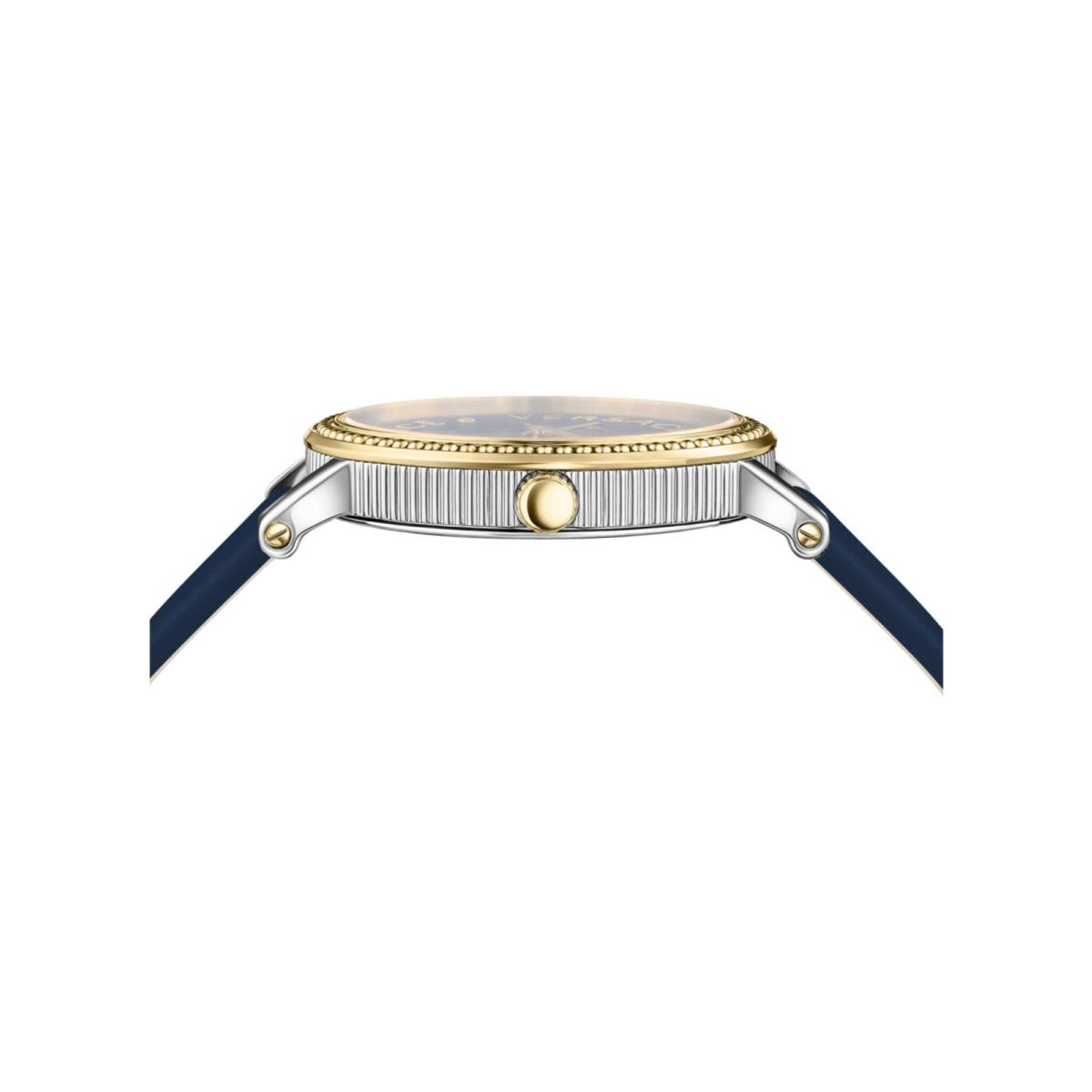 Versace Womens V-dollar Two Tone 37mm Strap Fashion Watch - Dial: Blue, Band: Blue