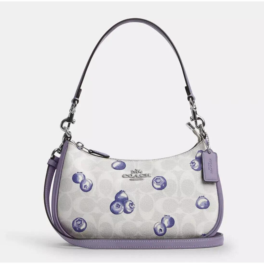 Coach Teri Shoulder Bag with Banana/blueberry/cherry Print CR292 Silver/Chalk/Light Violet